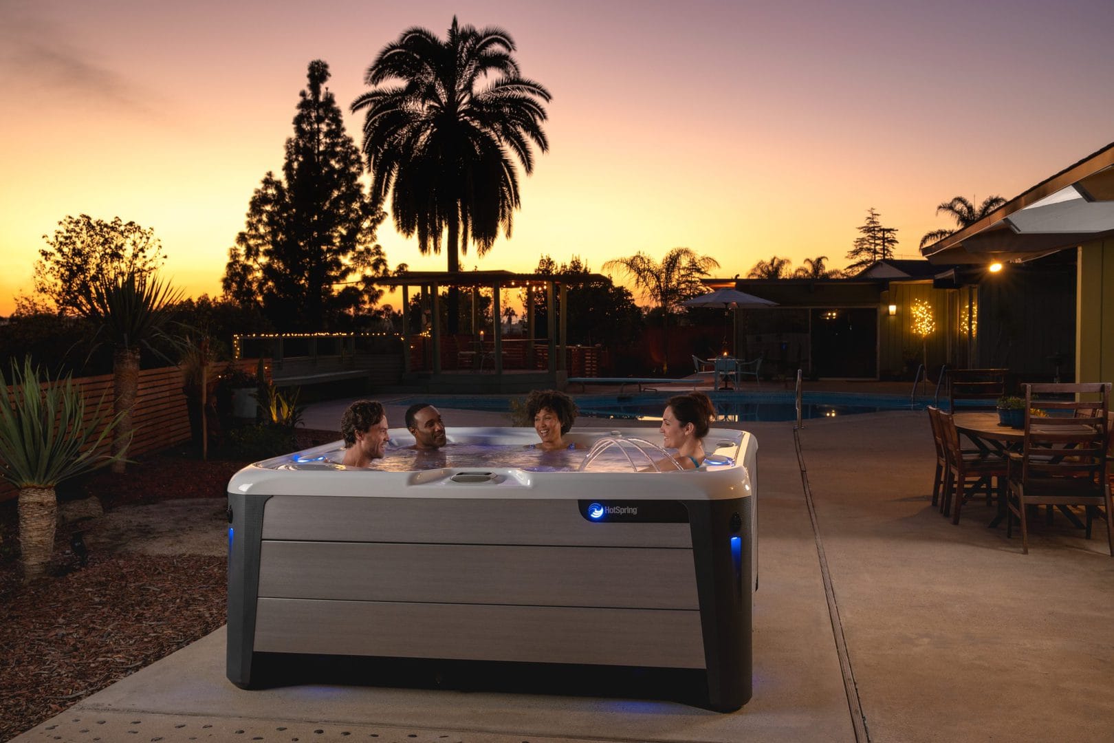 HotSpring-Highlife-Vanguard-2019-BrushedNickel-Lifestyle- Group-Dusk-01