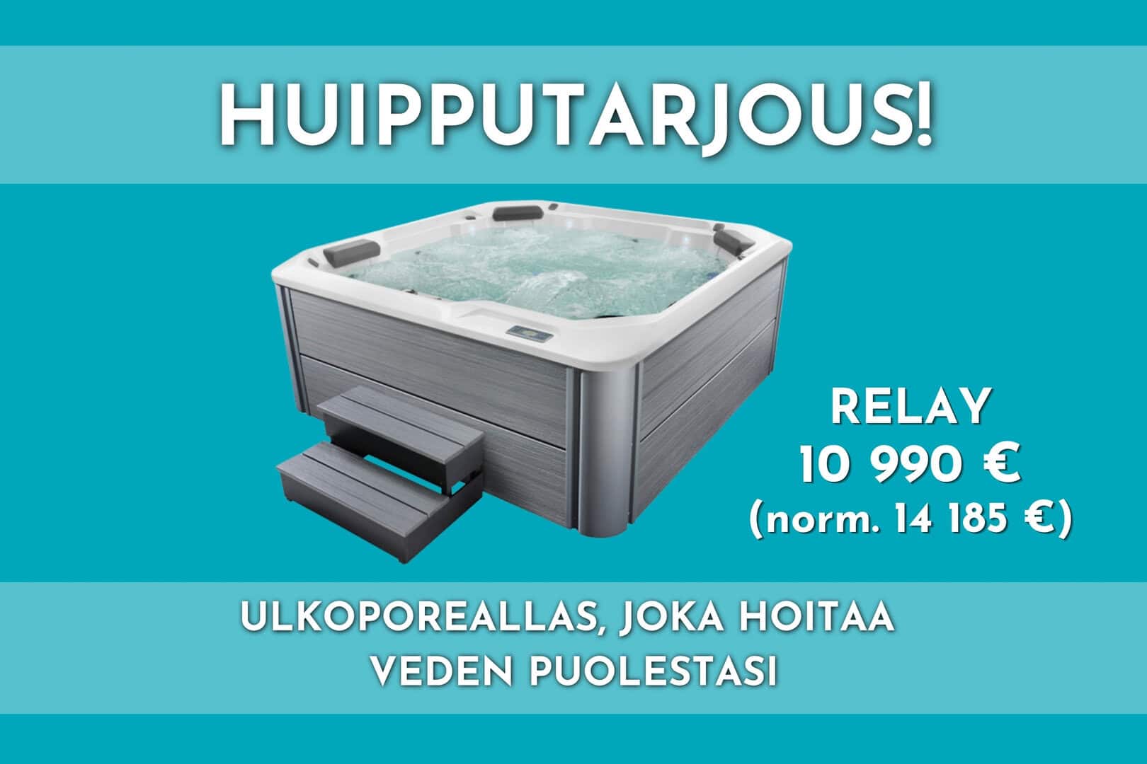 Etusivu, Relay kevät 2026 kuumalähde-ulkoporeallas-suojapeite-tarjous-harmat-suojapeitteet-ja-musta-suojapeite-lumisenen-maisema